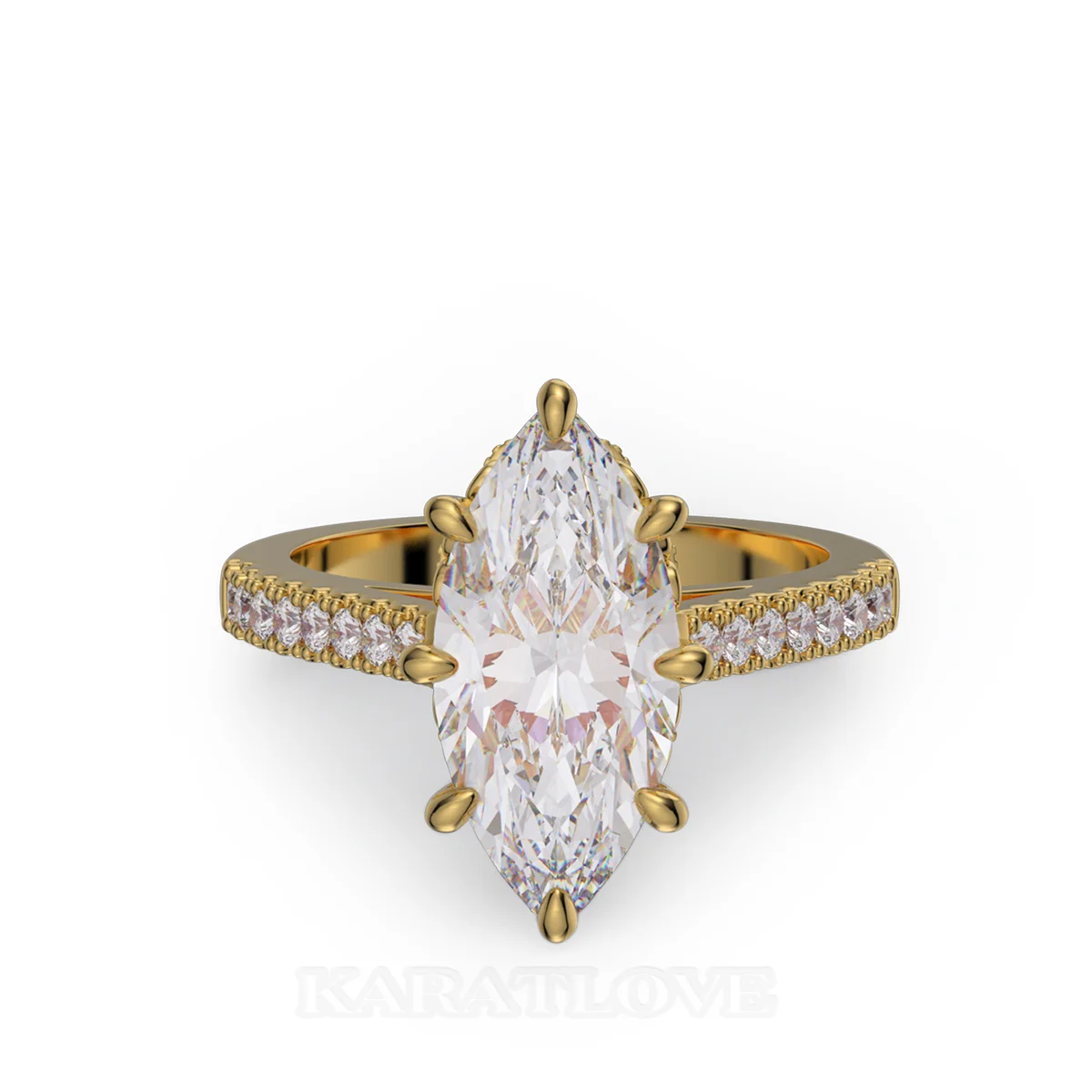 Marquiseschliff Diamant Weiß Sterling Silber Gelbgold Verlobungsring