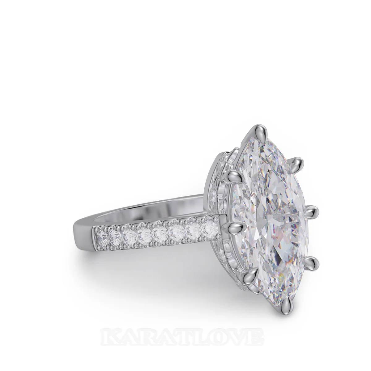 Marquiseschliff Diamant Weiß Sterling Silber Verlobungsring