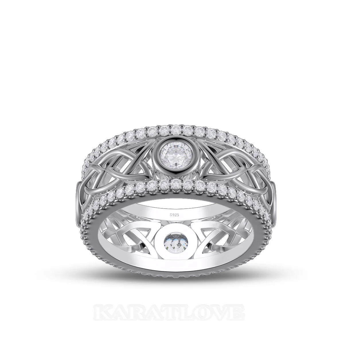 Rundschliff Diamantweiß 925er Sterlingsilber Keltischer Knoten Eheringe