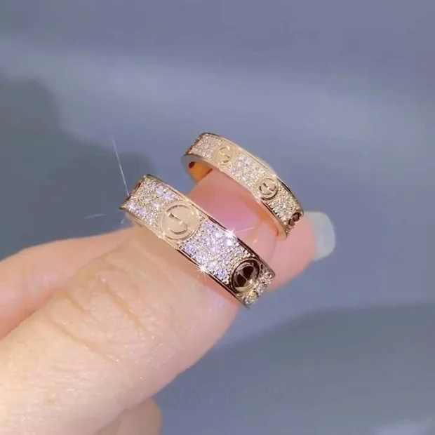 Rundschliff Diamantweiß Roségold Partnerringe aus 925er Sterlingsilber