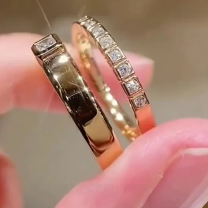 Paar-Ringe aus weißem Sterlingsilber mit Princess-Schliff-Diamant