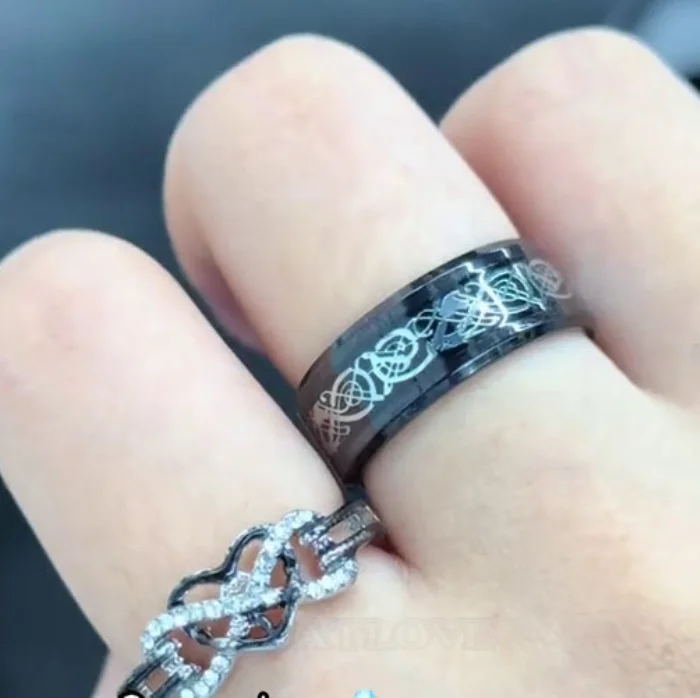 Paar-Ringe aus weißem Sterlingsilber mit Brillantschliff-Diamant