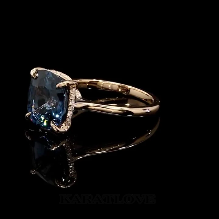 Kissenschliff Saphirblau Roségold Verlobungsring aus 925er Sterlingsilber