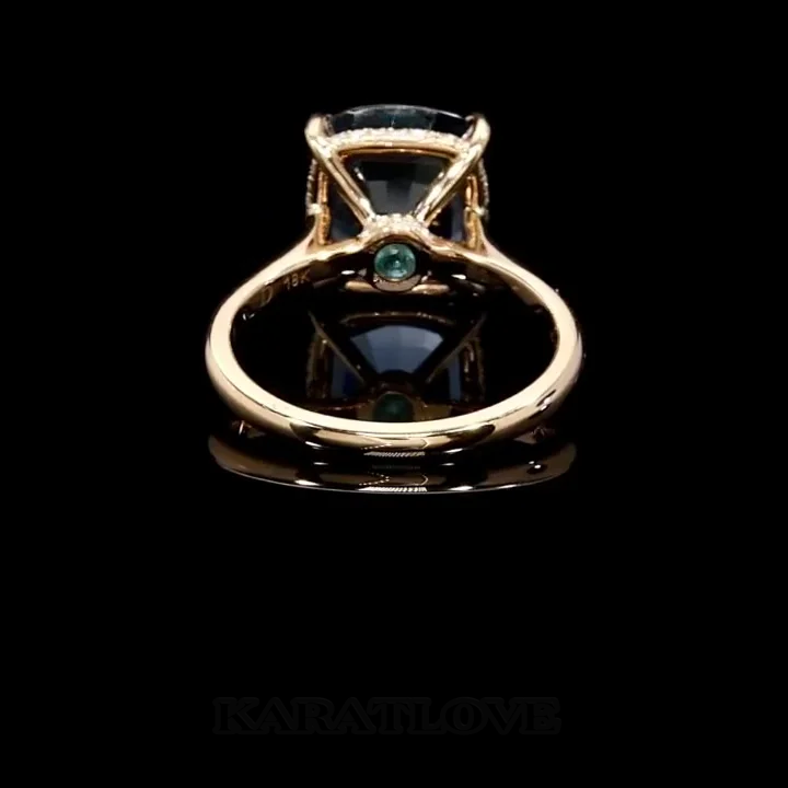 Kissenschliff Saphirblau Roségold Verlobungsring aus 925er Sterlingsilber