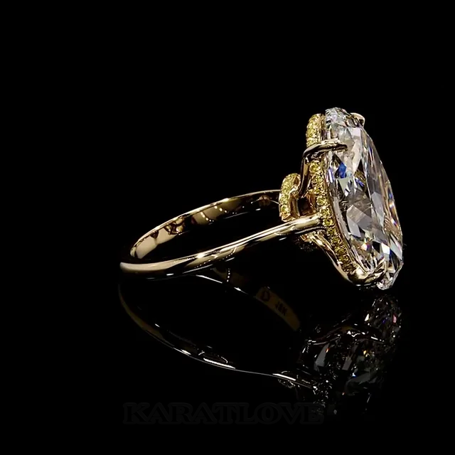 Ovalschnitt Diamantweiß Gelbgold Verlobungsring aus 925er Sterlingsilber