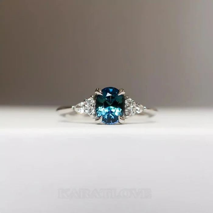 Ovalschnitt Saphirblau 925er Sterlingsilber Klassisch Verlobungsring