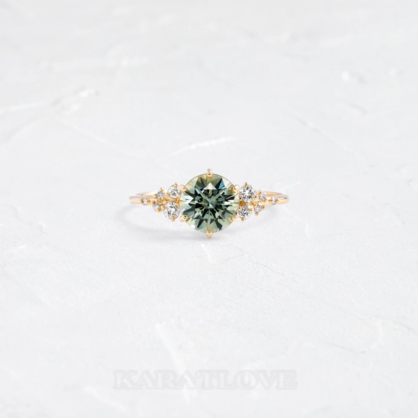 Rundschliff Peridotgrün 925er Sterlingsilber Gelbgold Klassisch Verlobungsring