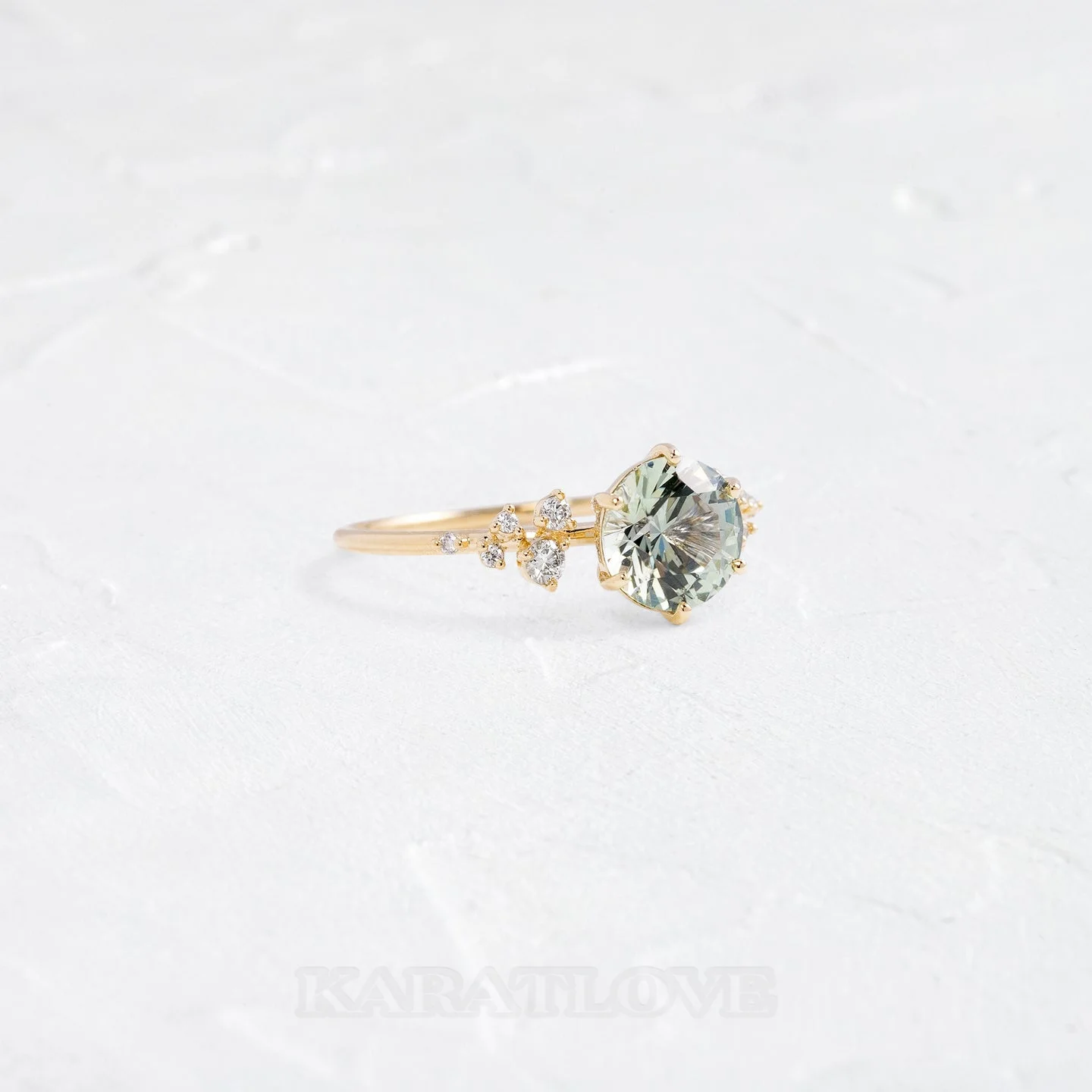 Rundschliff Peridotgrün 925er Sterlingsilber Gelbgold Klassisch Verlobungsring