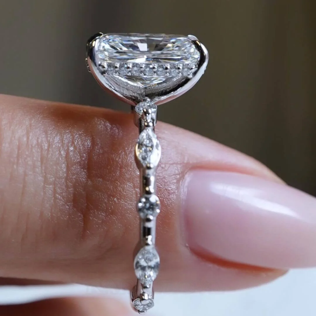Radiantschliff Diamantweiß 925er Sterlingsilber Klassisch Verlobungsring