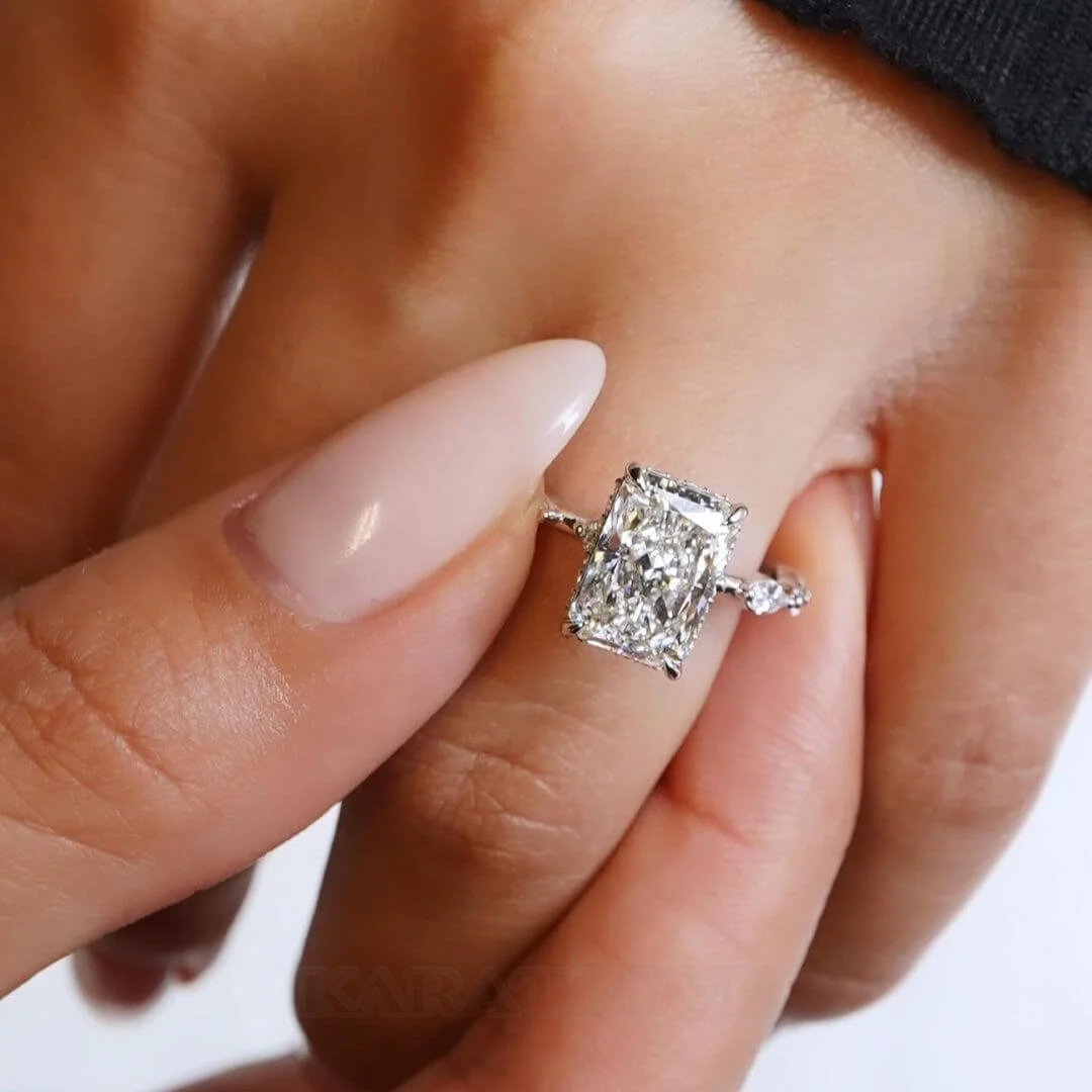 Radiantschliff Diamantweiß 925er Sterlingsilber Klassisch Verlobungsring