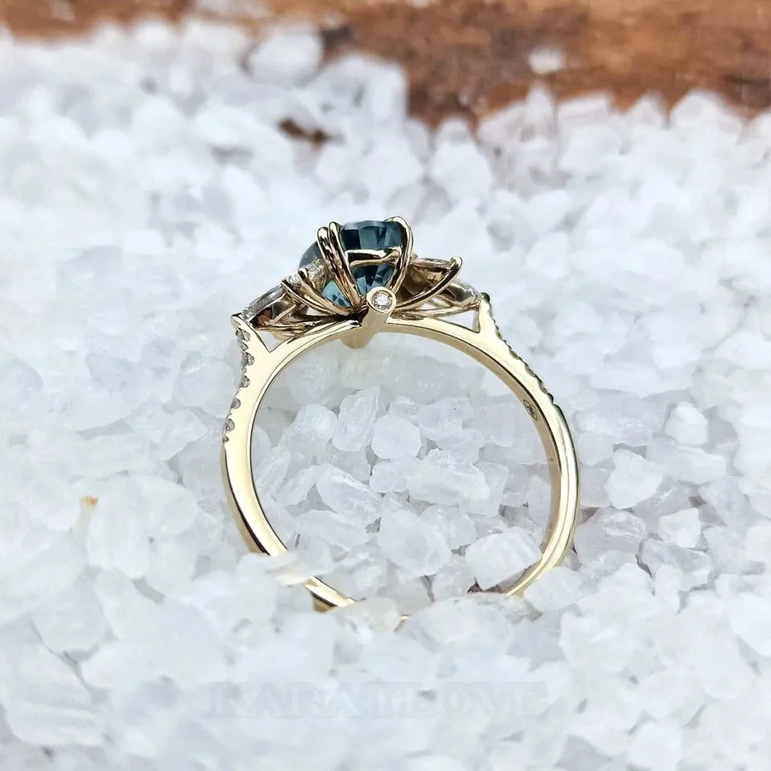 Ovalschnitt Emerald 925er Sterlingsilber Gelbgold Verlobungsring