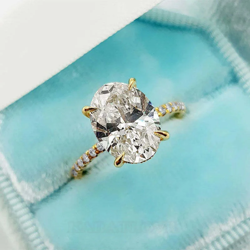 Ovalschnitt Diamantweiß 925er Sterlingsilber Verlobungsring