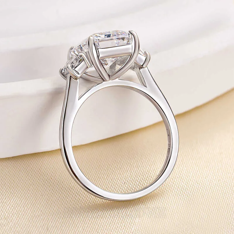 Smaragdschliff Diamantweiß 925er Sterlingsilber 3-Steine Verlobungsring