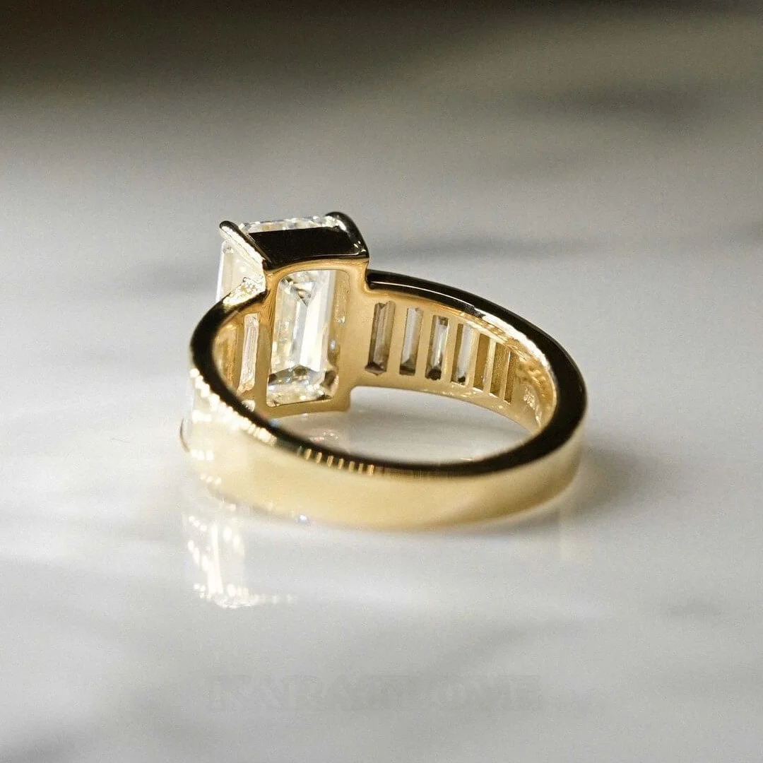 Smaragdschliff Diamantweiß 925er Sterlingsilber Gelbgold Verlobungsring