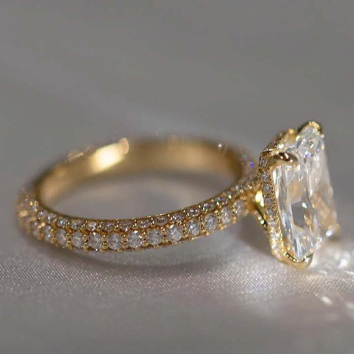 Radiantschliff Diamantweiß 925er Sterlingsilber Gelbgold Verlobungsring
