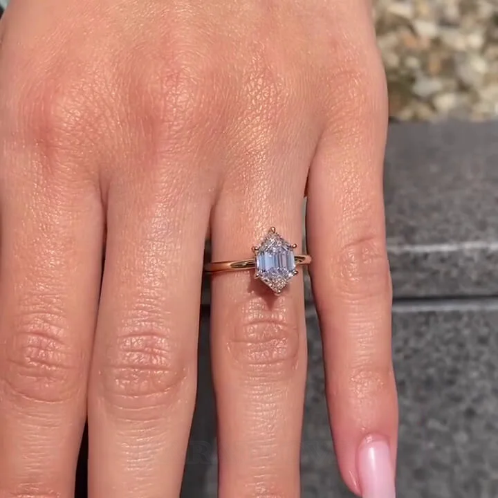 Smaragdschliff Diamantweiß 925er Sterlingsilber Gelbgold Solitär-Verlobungsring