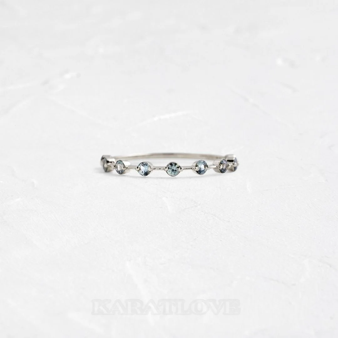 Rundschliff Aquamarinblau 925er Sterlingsilber Verlobungsring