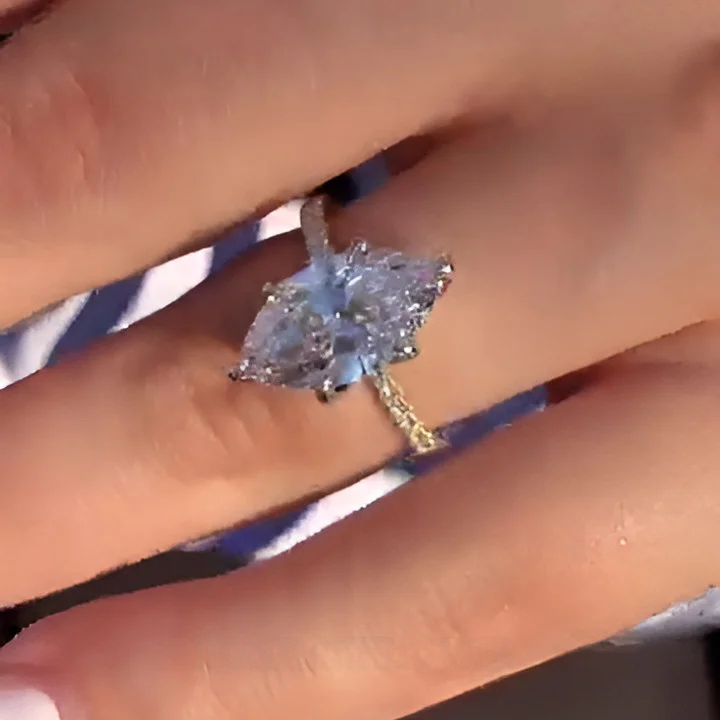 Marquise-Schliff Diamantweiß 925er Sterlingsilber Gelbgold Verlobungsring