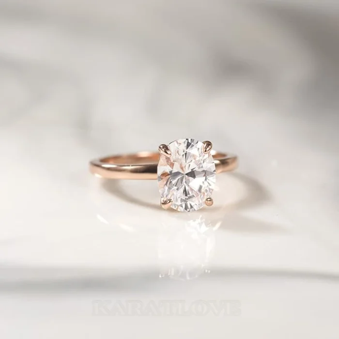 Ovalschnitt Diamantweiß 925er Sterlingsilber Solitär-Verlobungsring