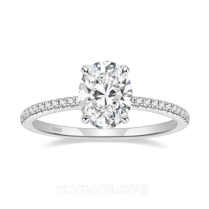 Ovalschnitt Diamantweiß 925er Sterlingsilber Klassisch Verlobungsring Ovalschnitt Diamantweiß 925er Sterlingsilber Klassisch Verlobungsring
