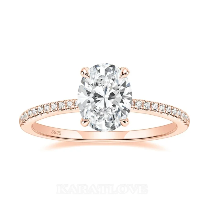Ovalschnitt Diamantweiß 925er Sterlingsilber Klassisch Verlobungsring