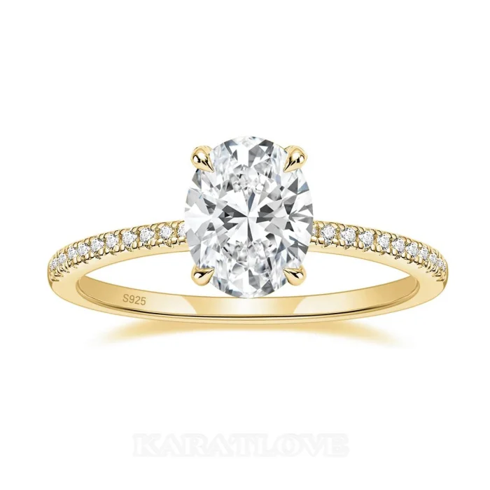 Ovalschnitt Diamantweiß 925er Sterlingsilber Klassisch Verlobungsring