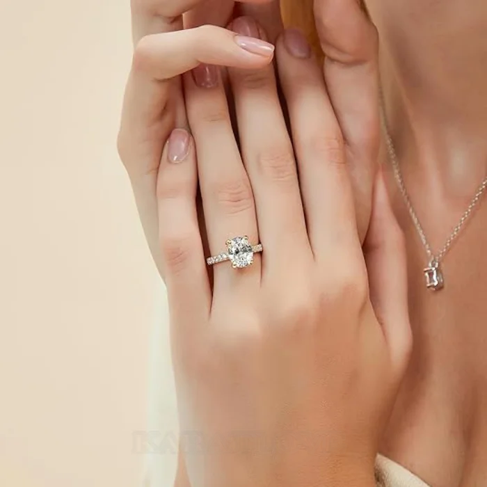 Ovalschnitt Diamantweiß 925er Sterlingsilber Klassisch Verlobungsring