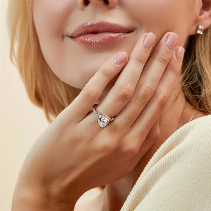 Ovalschnitt Diamantweiß 925er Sterlingsilber Klassisch Verlobungsring