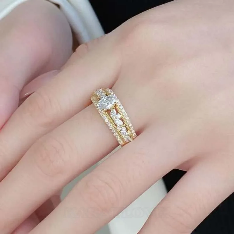 Ovaler Schliff Diamant Weiß Sterling Silber Gelbgold Verlobungsring