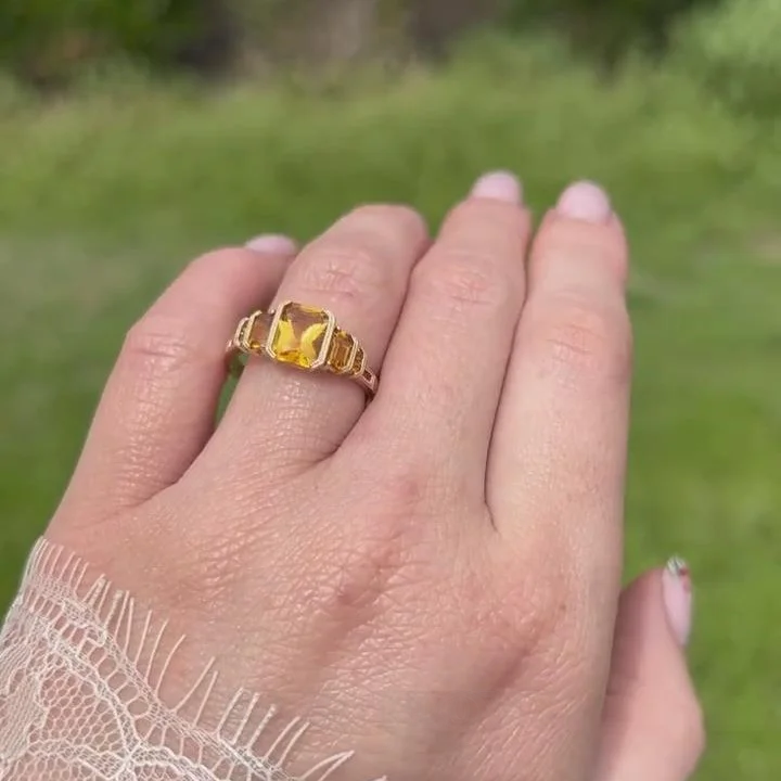 Radiantschliff Zitronengelb Sterling Silber Gelbgold Verlobungsring