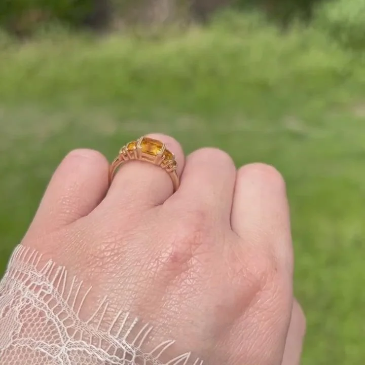 Radiantschliff Zitronengelb Sterling Silber Gelbgold Verlobungsring