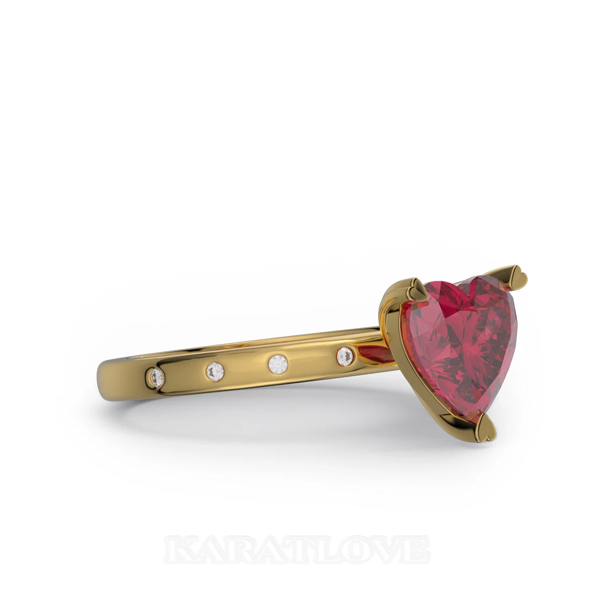 Herzförmiger Schnitt Rubinrot Sterling Silber Gelbgold Verlobungsring