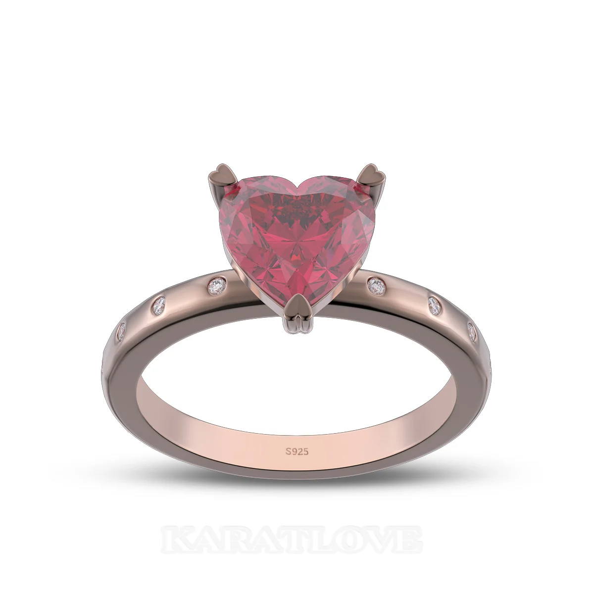 Herzförmiger Schnitt Rubinrot Sterling Silber Roségold Verlobungsring