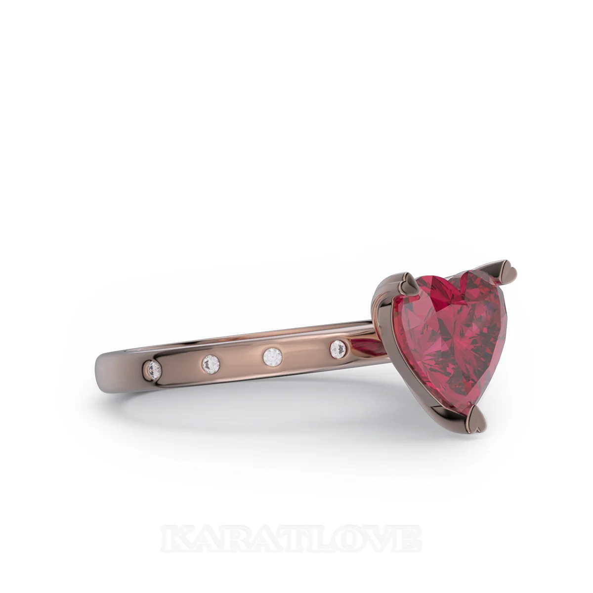 Herzförmiger Schnitt Rubinrot Sterling Silber Roségold Verlobungsring