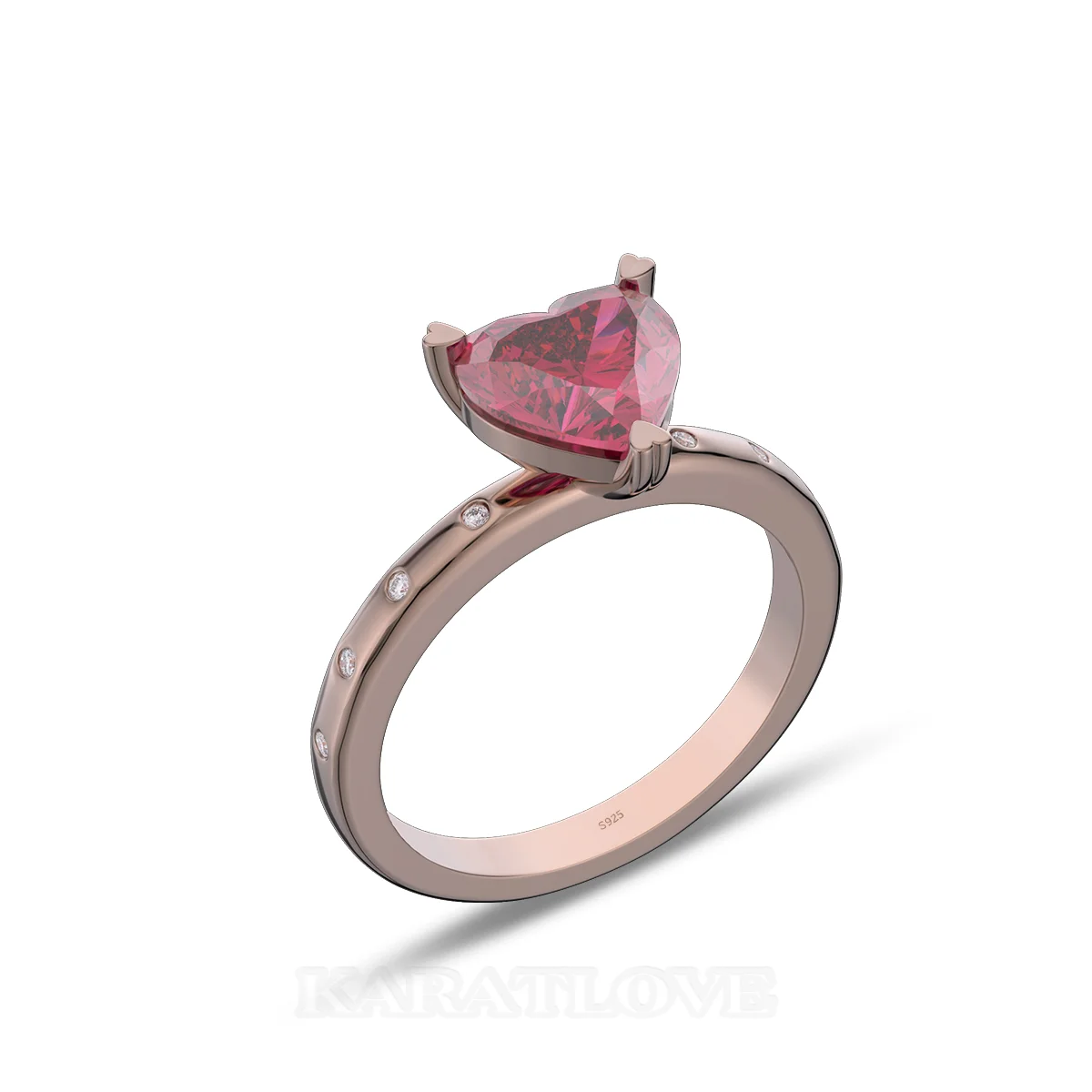 Herzförmiger Schnitt Rubinrot Sterling Silber Roségold Verlobungsring