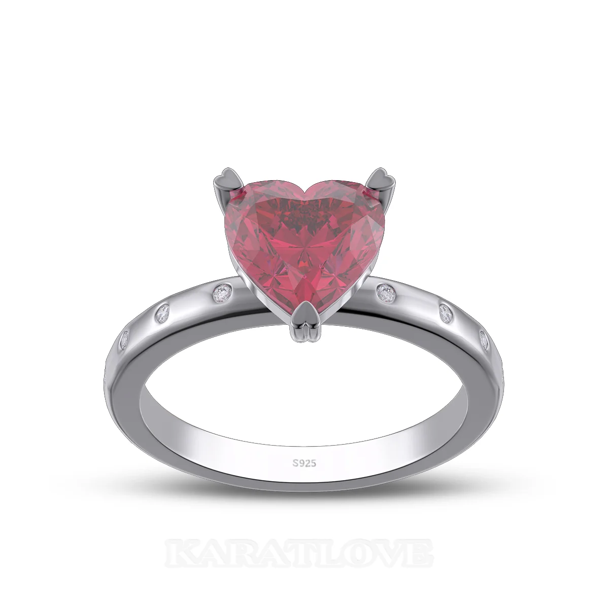 Herzförmiger Schnitt Rubinrot Sterling Silber Verlobungsring