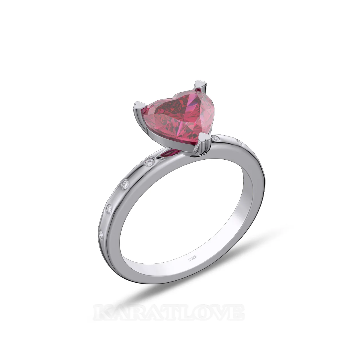 Herzförmiger Schnitt Rubinrot Sterling Silber Verlobungsring