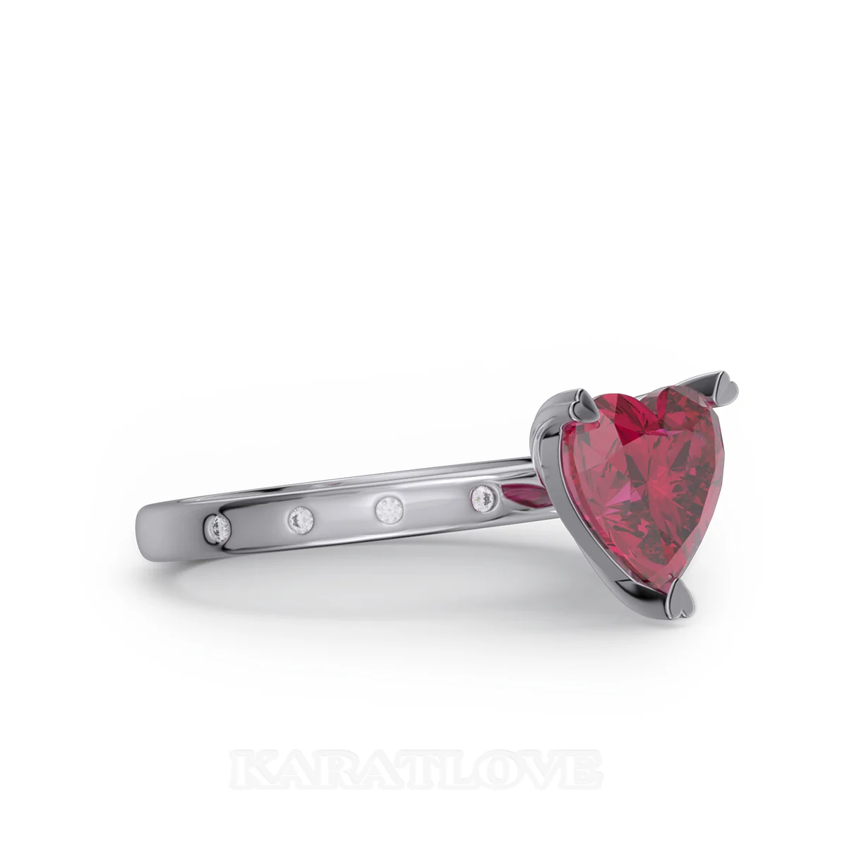 Herzförmiger Schnitt Rubinrot Sterling Silber Verlobungsring