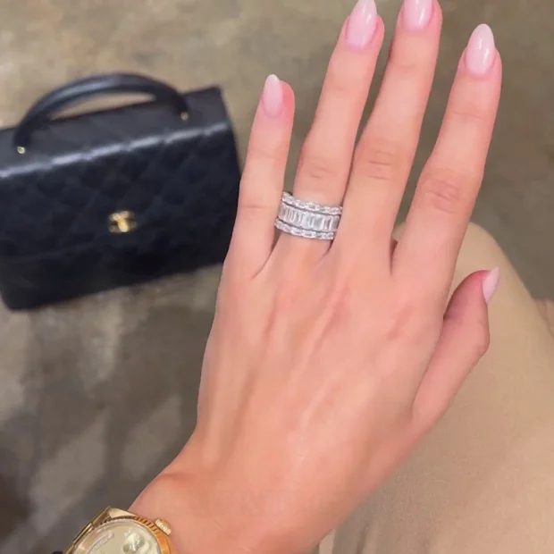 Smaragdschliff Diamantweiß 3-teilige 925er Sterlingsilber Ringband Ring-Set