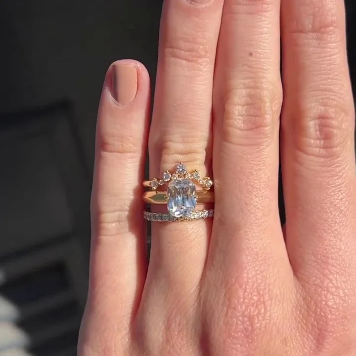 Radiantschliff Diamantweiß 925er Sterlingsilber Solitär 3-teilige Gelbgold Ring-Set