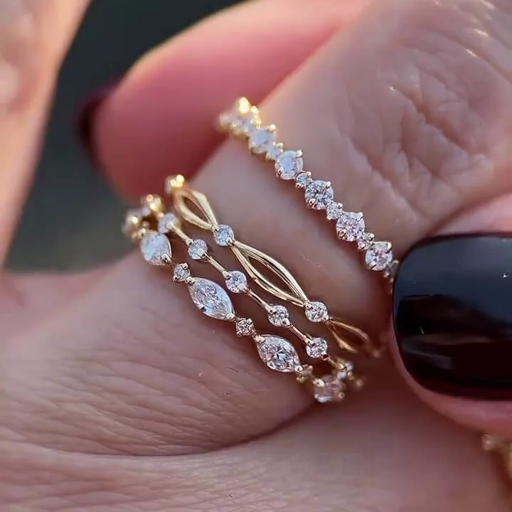 Diamantweiß 925er Sterlingsilber Gelbgold 6-teiliges Brautset