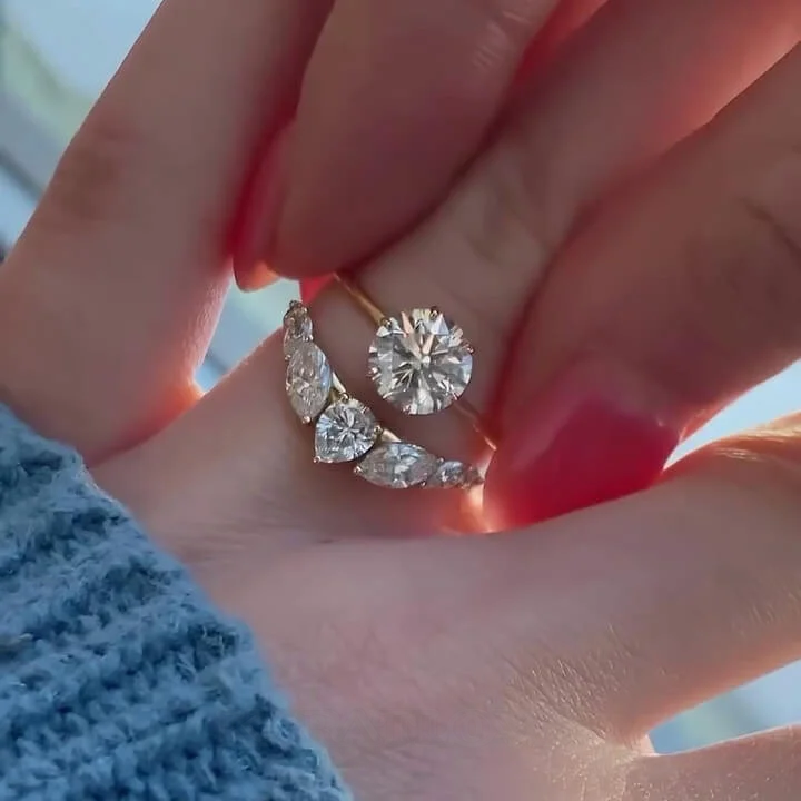 Rundschliff Diamantweiß 925er Sterlingsilber Gelbgold Brautset