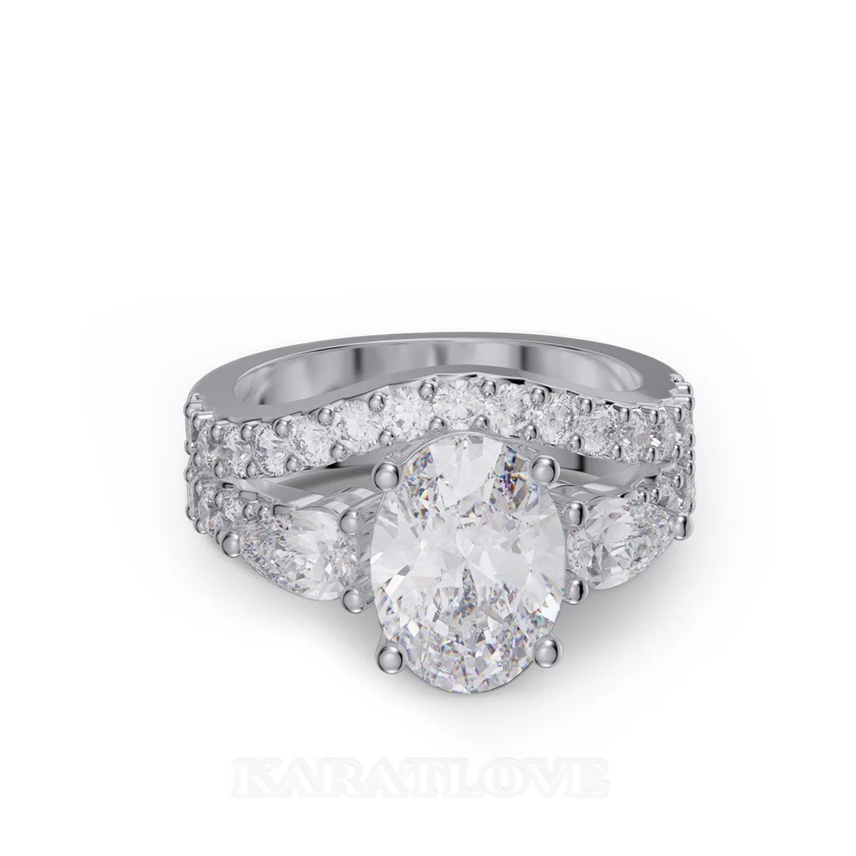 Ovalschliff Diamant Weiß Sterling Silber Ring-Set