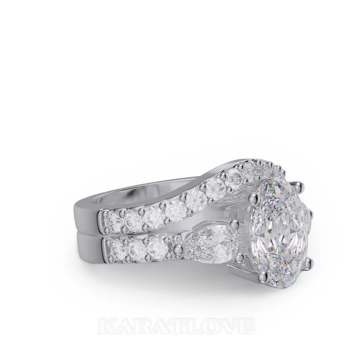 Ovalschliff Diamant Weiß Sterling Silber Ring-Set