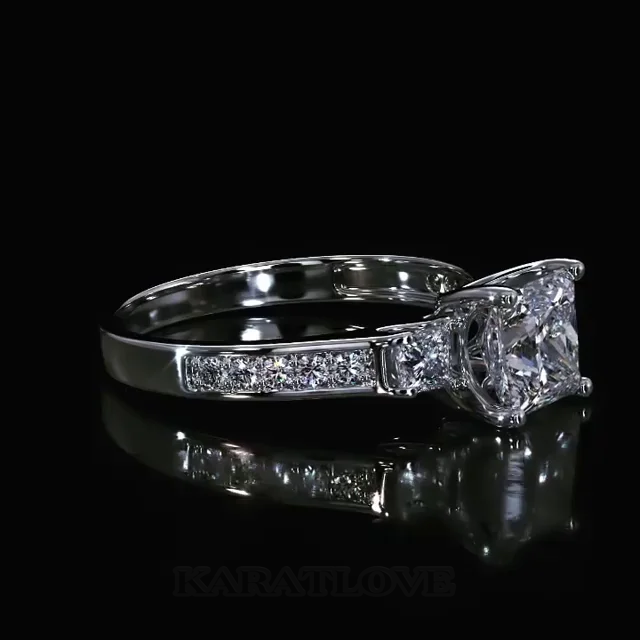 Diamantweiß Prinzessschliff 925er Sterlingsilber 3-Steine Verlobungsring