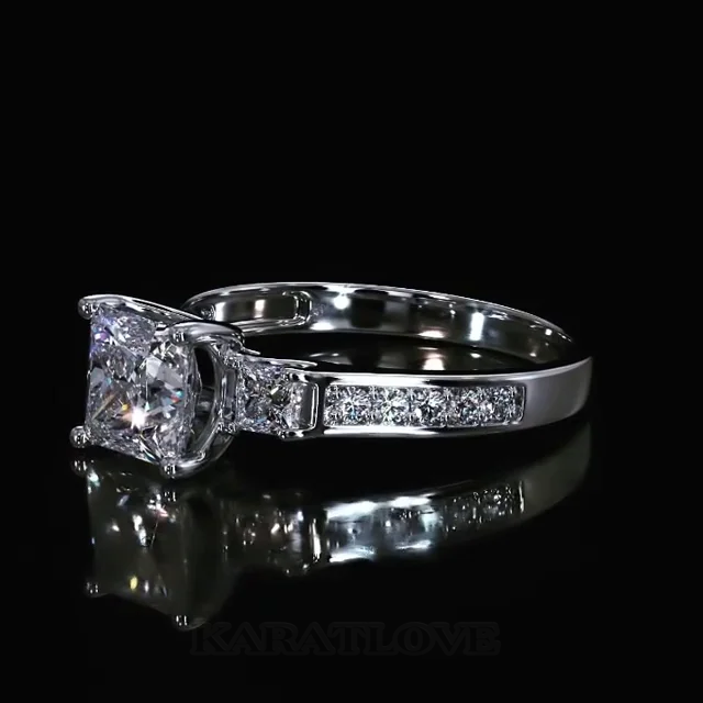 Diamantweiß Prinzessschliff 925er Sterlingsilber 3-Steine Verlobungsring
