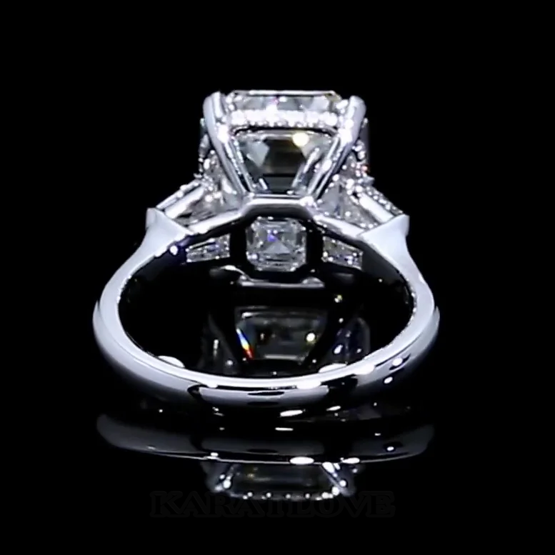 Smaragdschliff Diamantweiß 3-Steine Verlobungsring aus 925er Sterlingsilber