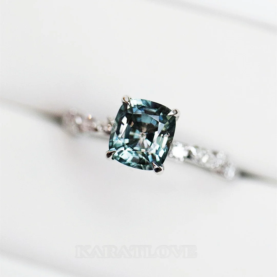 Radiantschliff Aquamarinblau 925er Sterlingsilber Verlobungsring