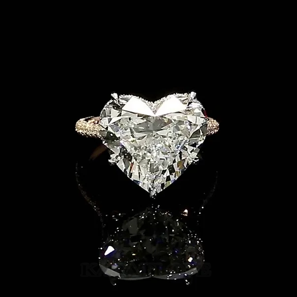 Diamantweiß Herzförmige 925er Sterlingsilber Gold Verlobungsring