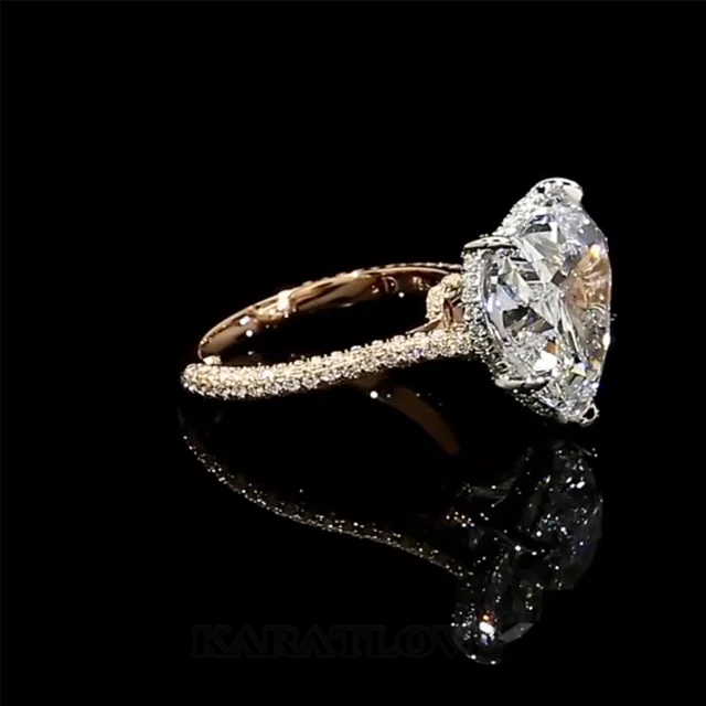 Diamantweiß Herzförmige 925er Sterlingsilber Gold Verlobungsring